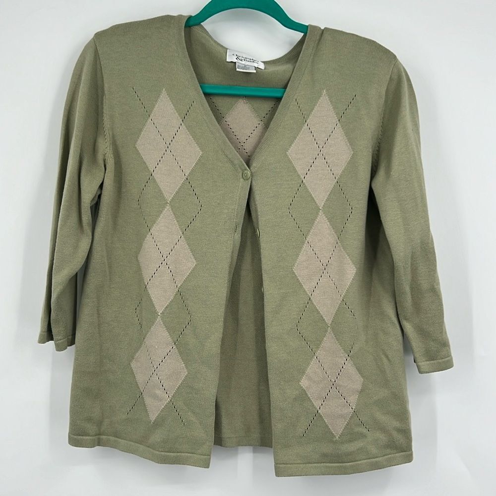 Vintage Womens Y2K Argyle Preppy Knit button Cardigan